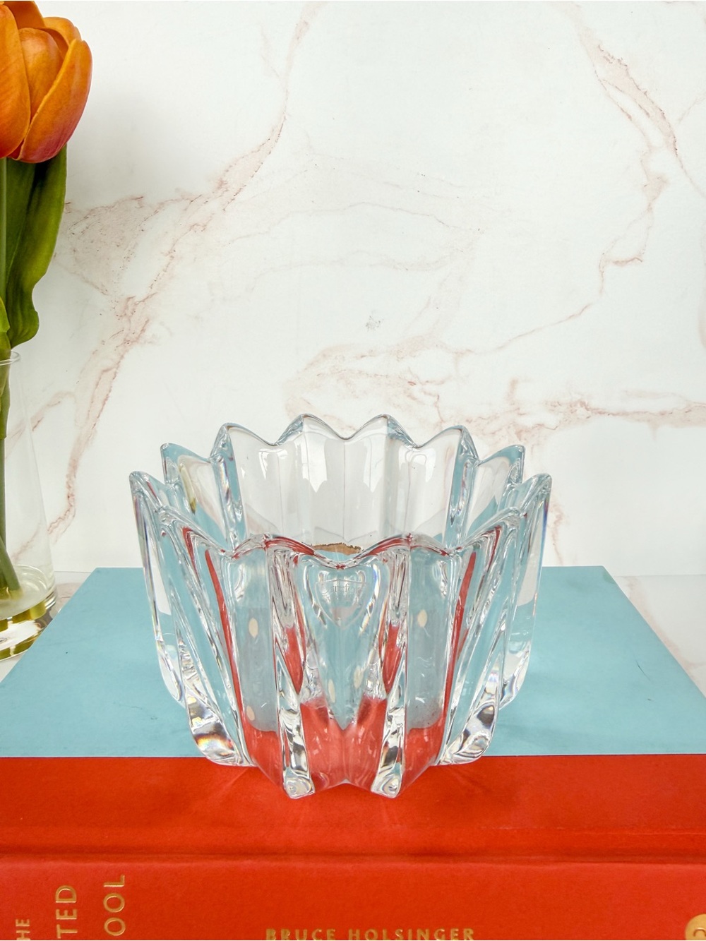Vintage Orrefors 5” Fleur Crystal Bowl - Swedish Scandi Style